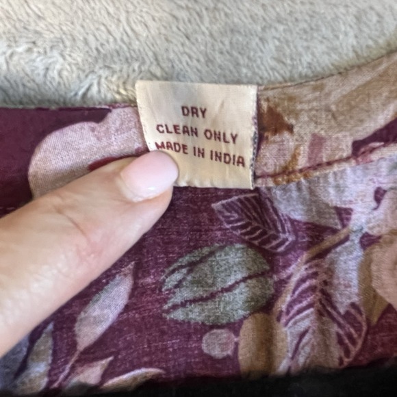 Indian‎ Burgundy Floral Dress Tunic Women's XL Embellished V-neck Party Festival - Picture 13 of 14